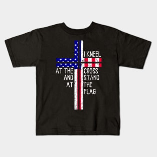 Vintage I Kneel at the Cross and Stand at the Flag Men Women Kids T-Shirt